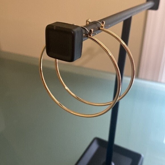 14k Yellow Gold Plated Hoop Earrings 2.25' | New - Picture 5 of 7